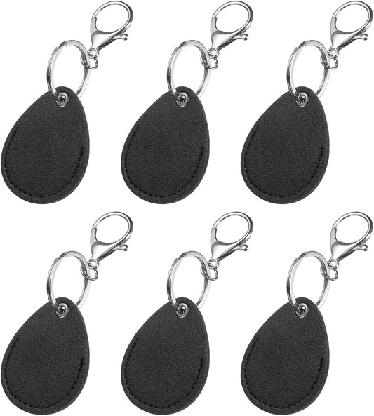6pcs Leather Key Fob, PU Leather Car Keychain Blanks Key Holder with Key Rings for Key ID Cards DIY Laser V1258-DP02-B-4126