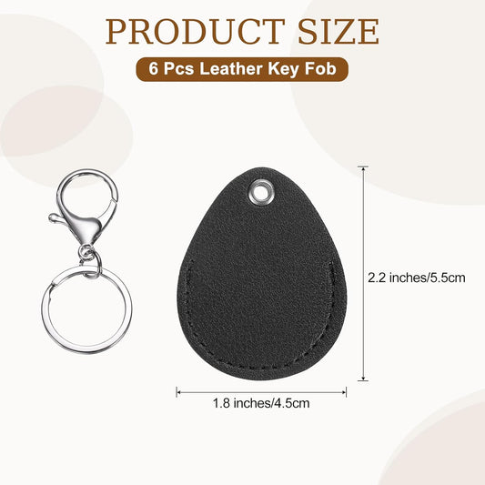 6pcs Leather Key Fob, PU Leather Car Keychain Blanks Key Holder with Key Rings for Key ID Cards DIY Laser V1258-DP02-B-4126