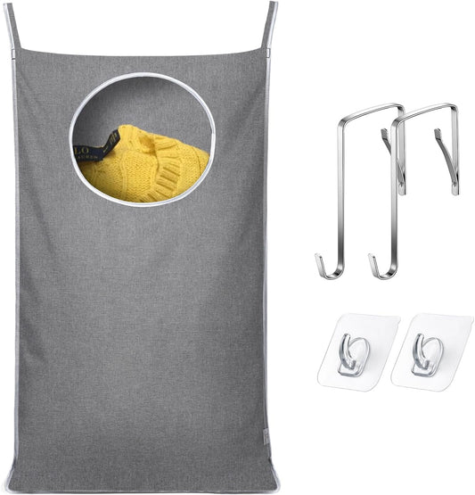Hanging Laundry Hamper Bag with 2 Different Types of Hooks, Size 20 x 30 Inch Door Laundry Hamper Storage Bag V1258-DP02-B-4127
