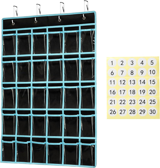 Classroom Pocket Chart Organizer,Cell Phones Calculator Holder for Classroom Storage, Hanging Wall Door V1258-DP02-B-4128