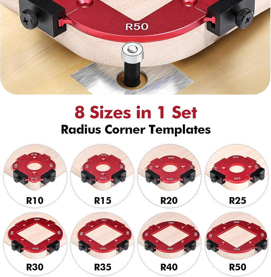 2 Pack Router Corner Radius Template, Premium Aluminum Alloy Router Corner Rounding Jig for Woodworking, V1258-DP02-B-4132