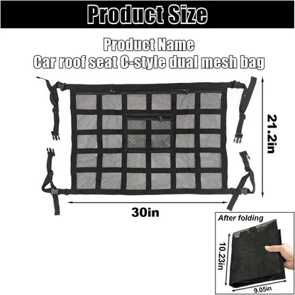 Car Ceiling Cargo Net Pocket, 30" x 21.2", Droop Less Car Storage Organizer, Strengthen Load Bearing Double V1258-DP02-B-4135