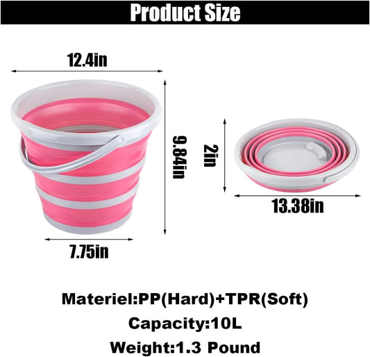 Car Collapsible Bucket, 10L 2.6 Gallon Folding Bucket Auto Cleaning Plastic Water Bucket, Foldable Portable V1258-DP02-B-4138