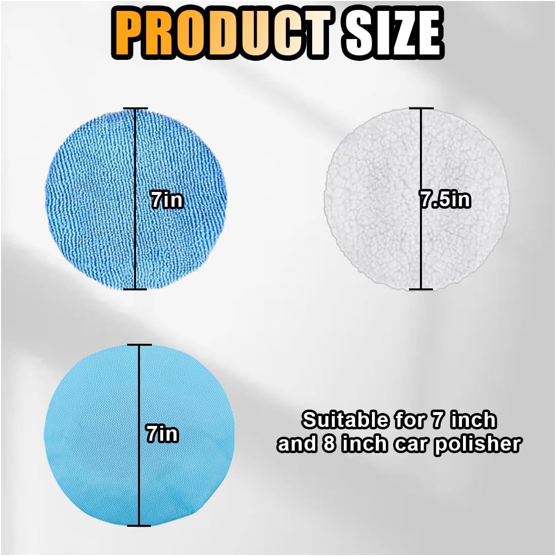 20PCS Car Polisher Pad Bonnets, 7 to 8 Inch Car Orbital Buffer Polisher Pad Bonnet, 12*Microfiber Bonnets, V1258-DP02-B-4140