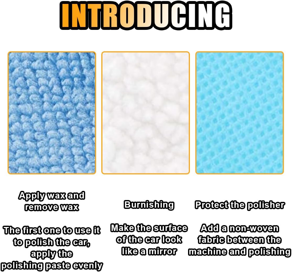 20PCS Car Polisher Pad Bonnets, 7 to 8 Inch Car Orbital Buffer Polisher Pad Bonnet, 12*Microfiber Bonnets, V1258-DP02-B-4140