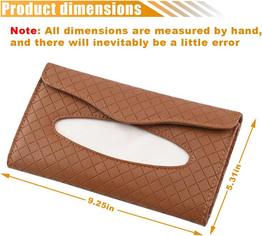 Car Tissue Holder, PU Leather Auto Napkin Holder for Visor & Backseat, Automotive Mask Organizer Case to Keep V1258-DP02-B-4143
