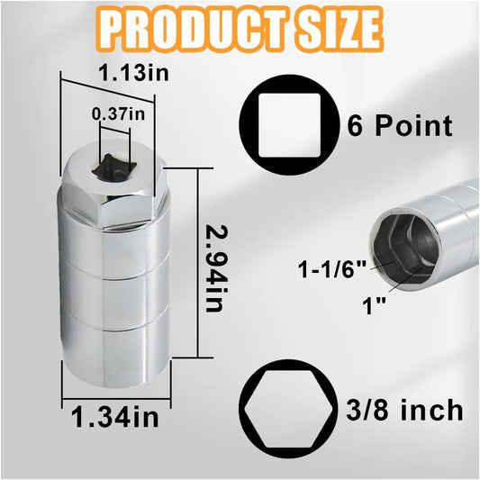 Oil Pressure Switch Socket, 1 1/16" Socket Switch Fits 3/8" Drive or 1 1/8" Hex Wrench, Accepts Oil Pressure V1258-DP02-B-4145