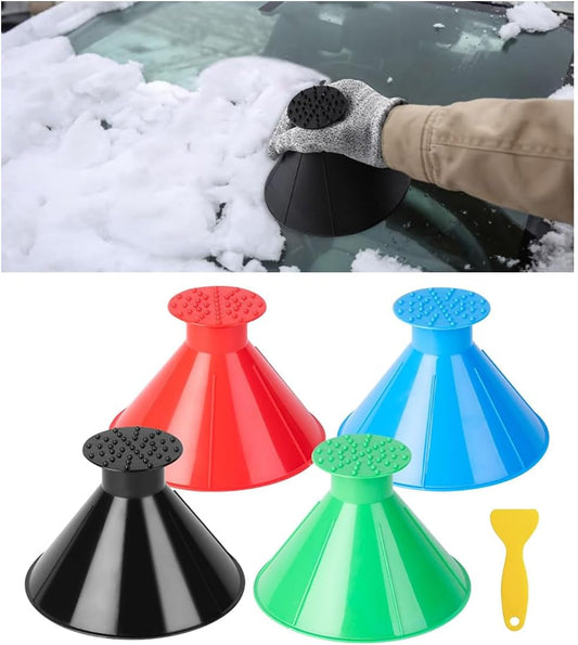 4PCS Magical Ice Scrapers for Car Windshield, Cone-Shaped Car Snow Remover with Funnel, Round Snow Scraper V1258-DP02-B-4146