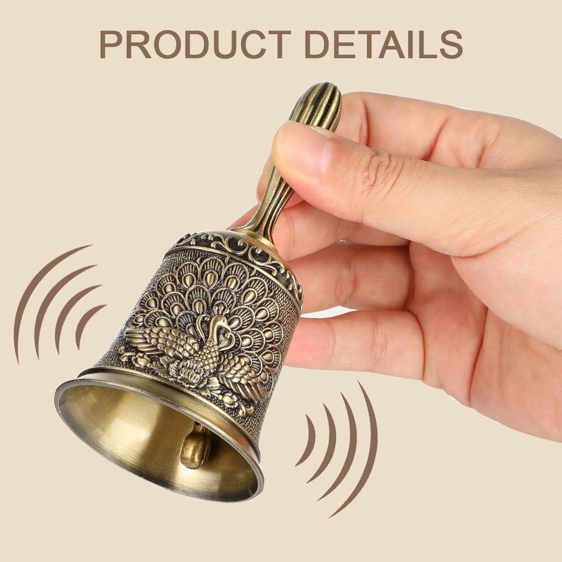 Hand Bell Ringing Bells Loud Service Call Bells Handbells for Seniors Bedside Wedding Dinner Meditation V1258-DP02-B-4151