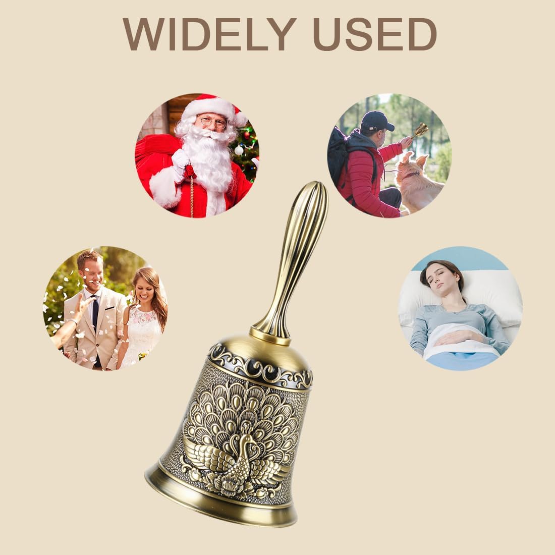 Hand Bell Ringing Bells Loud Service Call Bells Handbells for Seniors Bedside Wedding Dinner Meditation V1258-DP02-B-4151