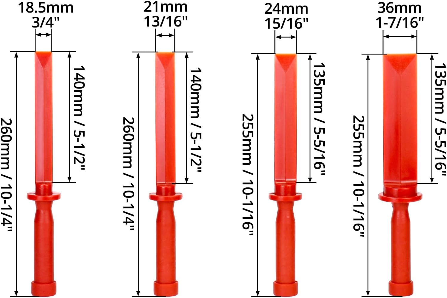 Plastic Chisel Scraper Set, 3/4", 7/8", 1", 1-1/2" Chemical Resistant Scraper Tool, No-marring Plastic Chisel V1258-DP02-B-4162