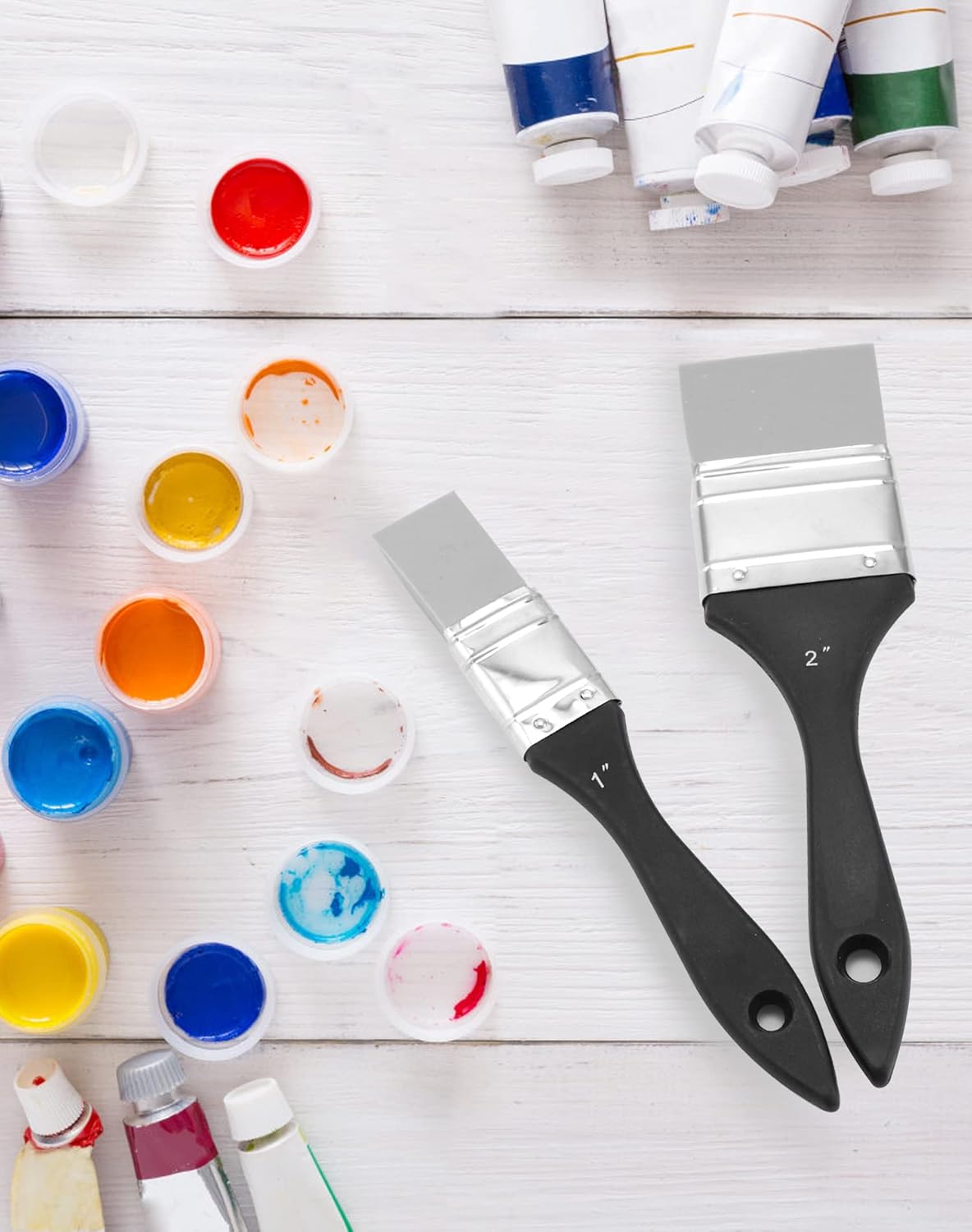 Paint Brush, Silicone Color Shaper Brush, 2 Pcs (1 inch,2 inch) Solid Flat Flexible Acrylic and Water Based V1258-DP02-B-4165
