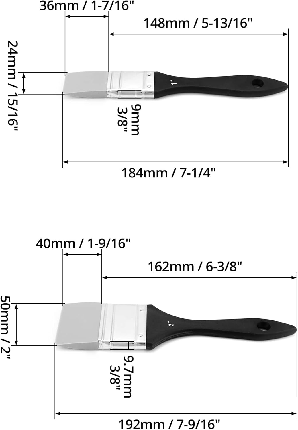 Paint Brush, Silicone Color Shaper Brush, 2 Pcs (1 inch,2 inch) Solid Flat Flexible Acrylic and Water Based V1258-DP02-B-4165