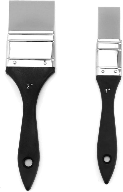 Paint Brush, Silicone Color Shaper Brush, 2 Pcs (1 inch,2 inch) Solid Flat Flexible Acrylic and Water Based V1258-DP02-B-4165