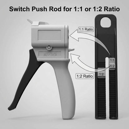 50ml Dual Cartridge Dispensing Gun - Adjustable 1:1 & 1:2 Ratio Manual Applicator for Epoxy, Resin, Sealant V1258-DP02-B-4169