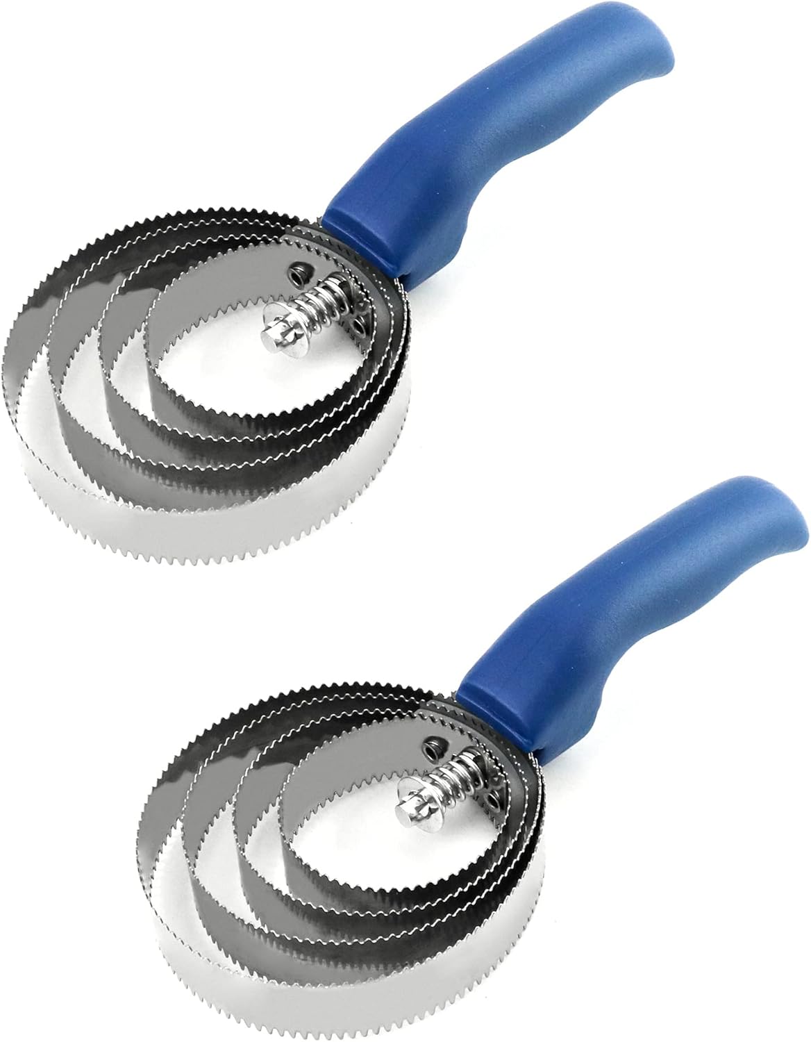 Double Sided Curry Comb, 2 Pack 4 Rings Stainless Steel Curry Comb with Soft Touch Grip, Blue V1258-DP02-B-4172