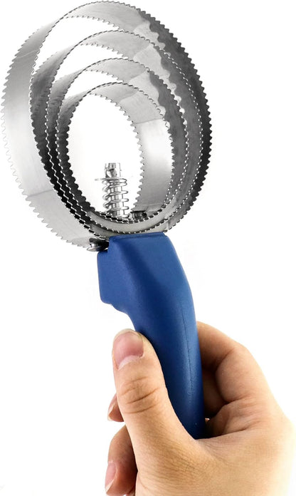 Double Sided Curry Comb, 2 Pack 4 Rings Stainless Steel Curry Comb with Soft Touch Grip, Blue V1258-DP02-B-4172