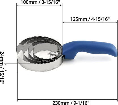 Double Sided Curry Comb, 2 Pack 4 Rings Stainless Steel Curry Comb with Soft Touch Grip, Blue V1258-DP02-B-4172