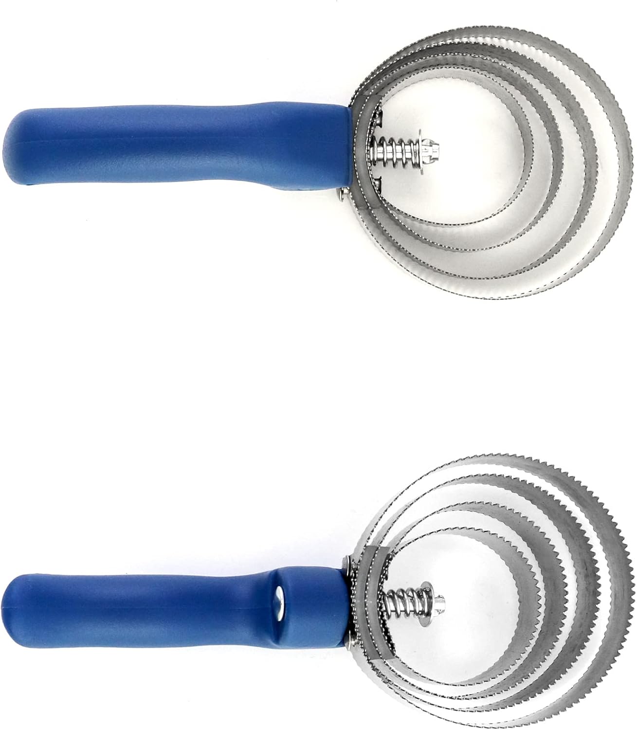 Double Sided Curry Comb, 2 Pack 4 Rings Stainless Steel Curry Comb with Soft Touch Grip, Blue V1258-DP02-B-4172