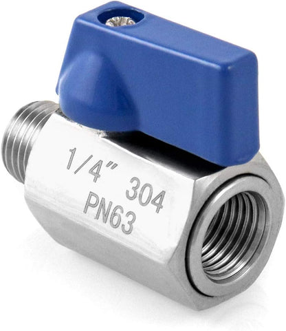 Mini Ball Valve, 2 Pack 1/4" NPT Thread Female and Male 304 Stainless Steel Shut-Off Valves V1258-DP02-B-4184