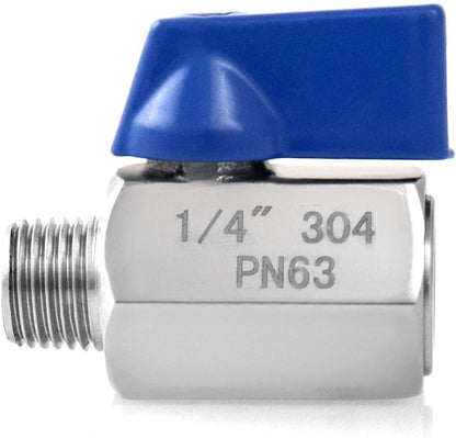 Mini Ball Valve, 2 Pack 1/4" NPT Thread Female and Male 304 Stainless Steel Shut-Off Valves V1258-DP02-B-4184