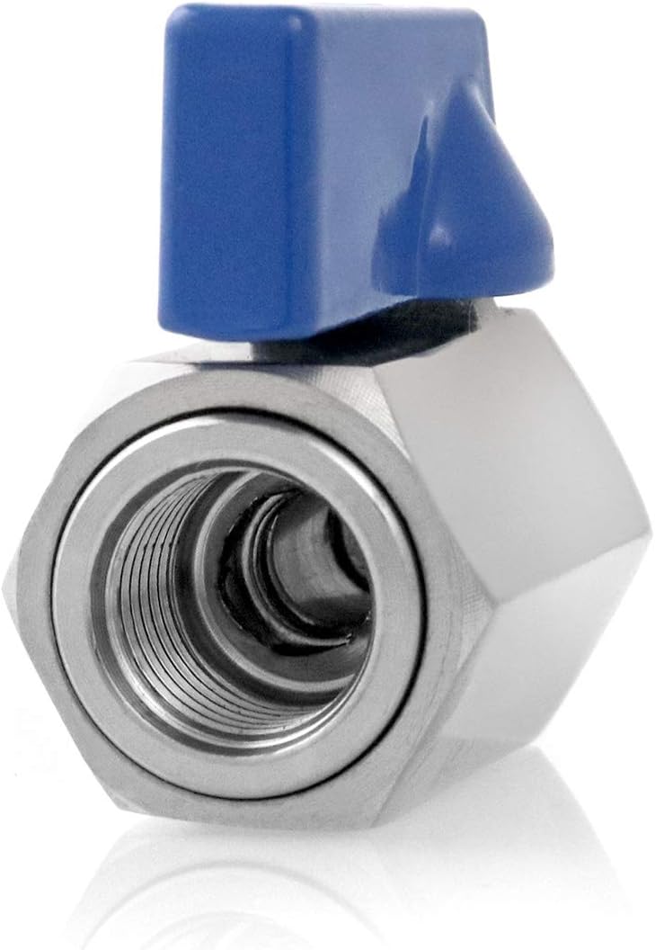 Mini Ball Valve, 2 Pack 1/4" NPT Thread Female and Male 304 Stainless Steel Shut-Off Valves V1258-DP02-B-4184