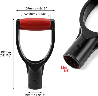 2 Pack 1-1/4" Polypropylene Plastic Spade Handle Shovel D Grip Handle for Digging Raking Tools V1258-DP02-B-4185