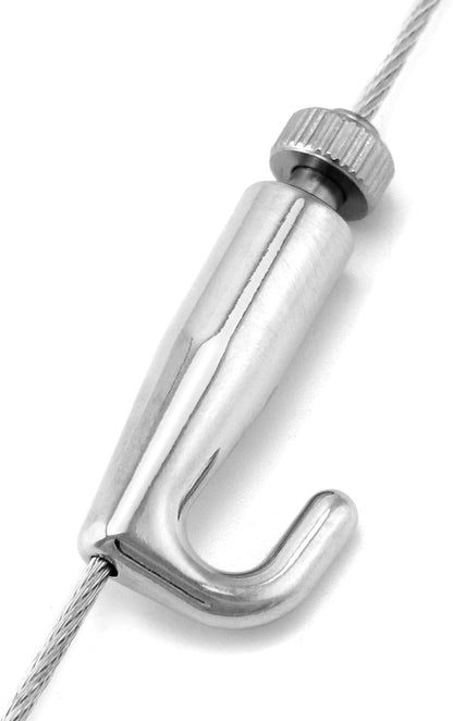 Art Gallery Display Wire Rope Hanger Hooks, 10 Pack Adjustable Metal Hooks Fit 2.0mm Steel Cables Wire Rope, V1258-DP02-B-4188