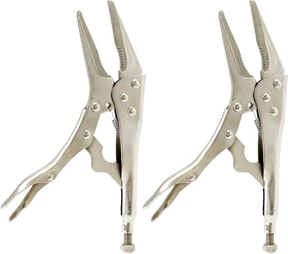 2 Pack Original Locking Pliers - 9" Long Nose, Curved Jaw, 2-3/4" Max Opening V1258-DP02-B-4190
