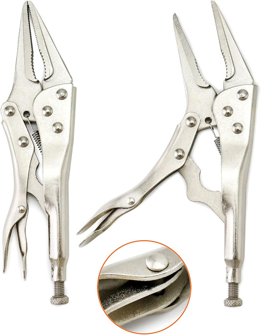 2 Pack Original Locking Pliers - 9" Long Nose, Curved Jaw, 2-3/4" Max Opening V1258-DP02-B-4190