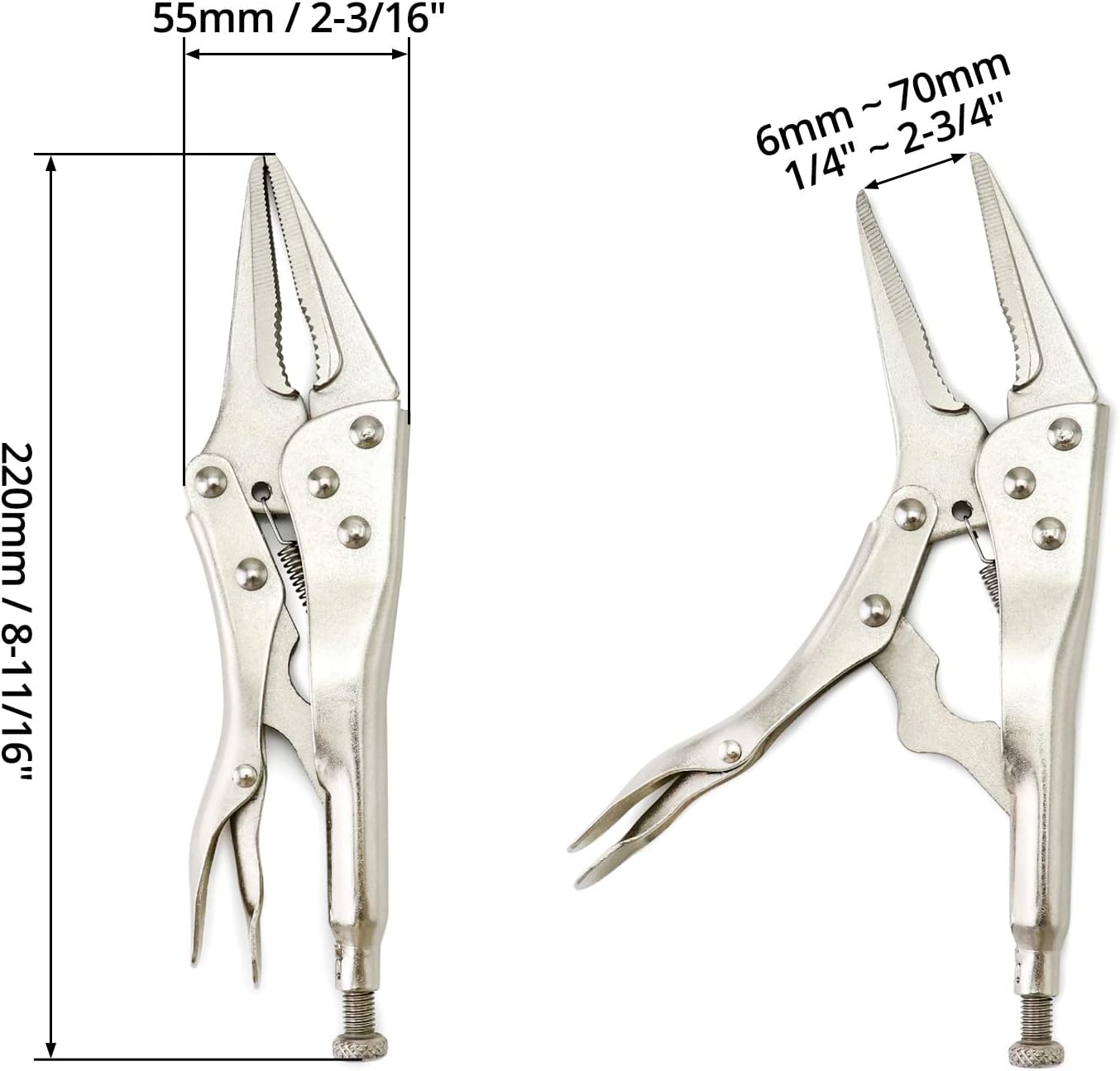 2 Pack Original Locking Pliers - 9" Long Nose, Curved Jaw, 2-3/4" Max Opening V1258-DP02-B-4190