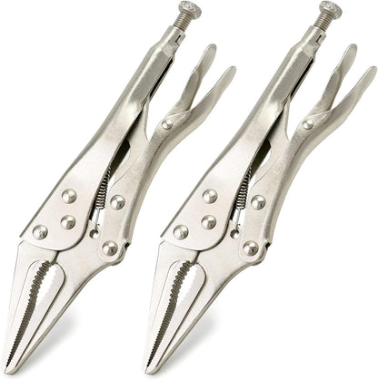 2 Pack Original Locking Pliers - 9" Long Nose, Curved Jaw, 2-3/4" Max Opening V1258-DP02-B-4190
