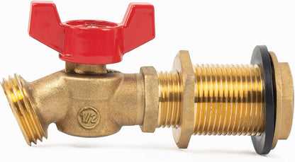 Brass Rain Barrel Quarter Turn Ball Valve Spigot Kit 1/2 Inch With Bulkhead Fitting V1258-DP02-B-4195