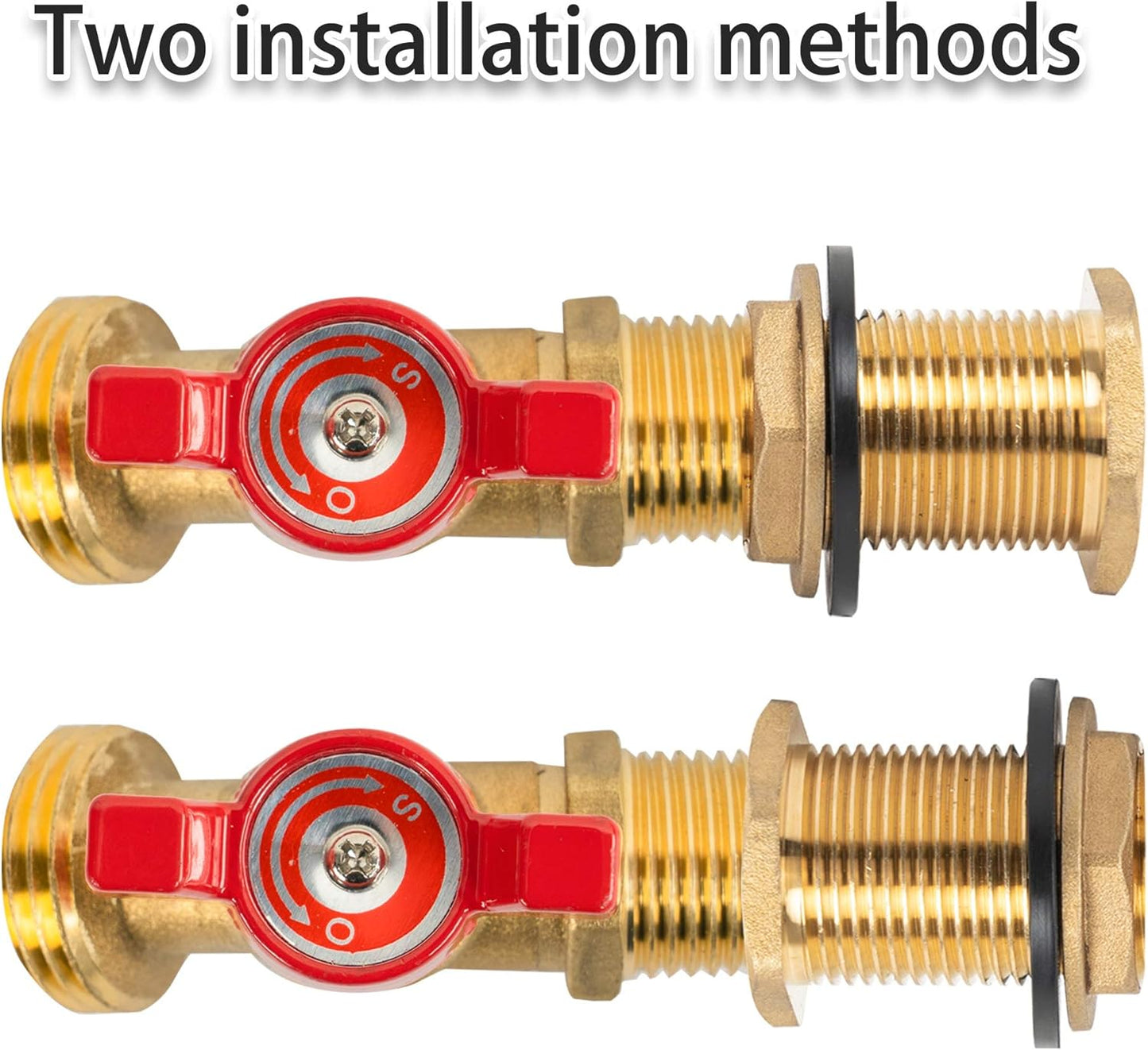 Brass Rain Barrel Quarter Turn Ball Valve Spigot Kit 1/2 Inch With Bulkhead Fitting V1258-DP02-B-4195