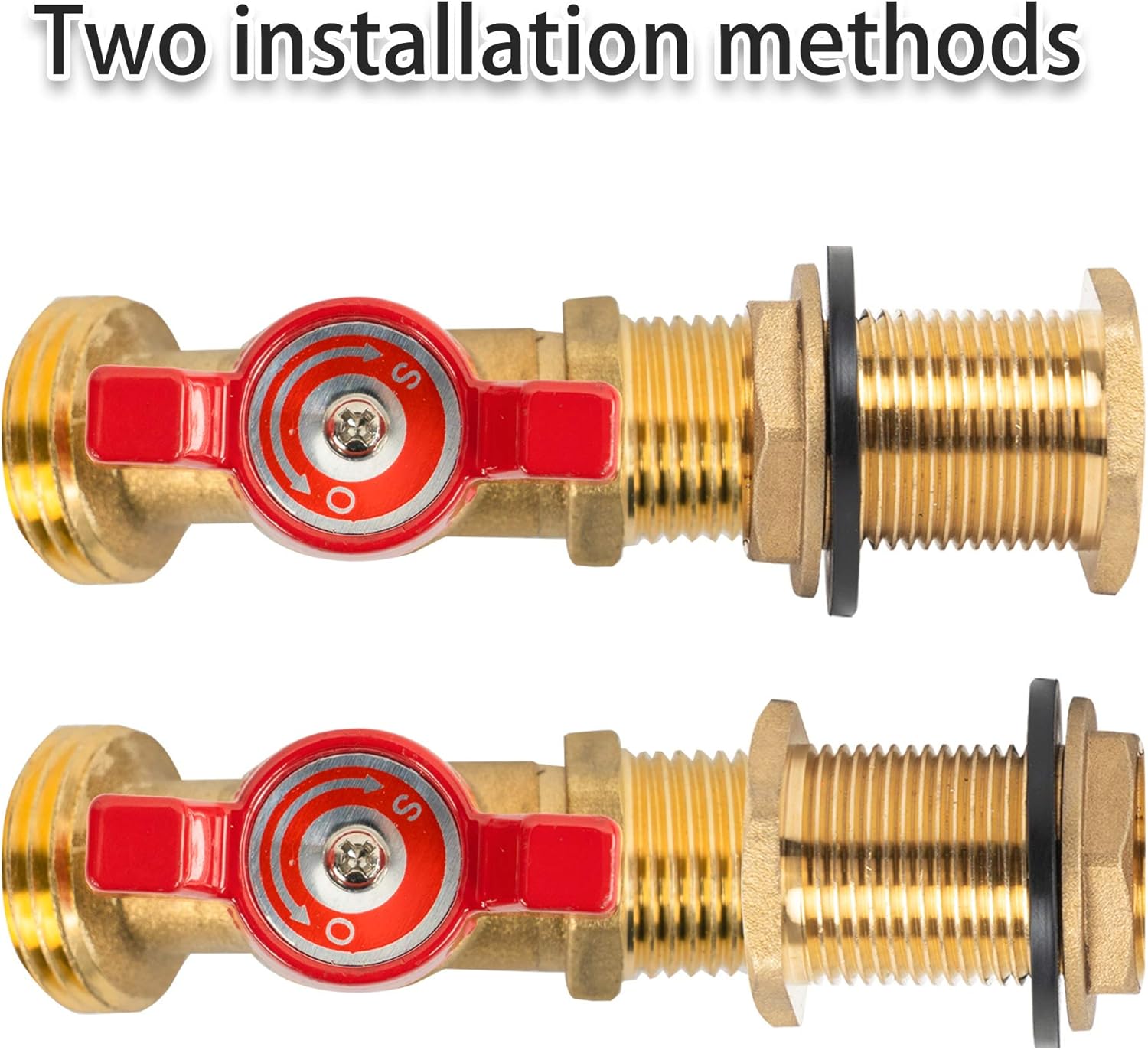 Brass Rain Barrel Quarter Turn Ball Valve Spigot Kit 1/2 Inch With Bulkhead Fitting V1258-DP02-B-4195