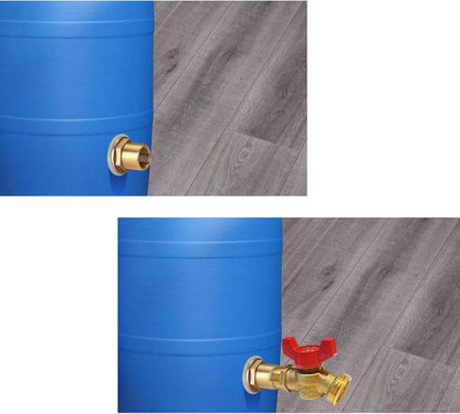 Brass Rain Barrel Quarter Turn Ball Valve Spigot Kit 1/2 Inch With Bulkhead Fitting V1258-DP02-B-4195