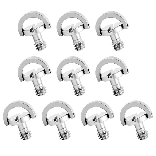 10 Pack Stainless Steel D Ring Screw Hinged Holder, 1/4"-20 Ring Camera Screws Tripod Camera Fixing Screwsfor V1258-DP02-B-4205