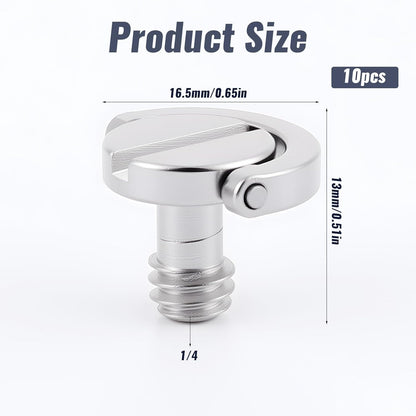 10 Pack Stainless Steel D Ring Screw Hinged Holder, 1/4"-20 Ring Camera Screws Tripod Camera Fixing Screwsfor V1258-DP02-B-4205