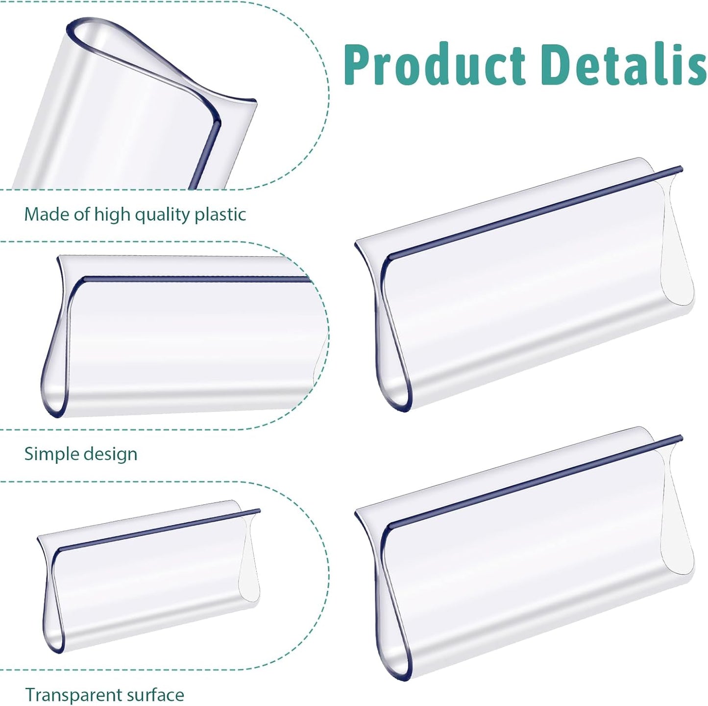 8 Pack Roller Window Shades Pulls, Clear Plastic Window Shades Hem Grips Handles R Type Windows Blinds Shade V1258-DP02-B-4216