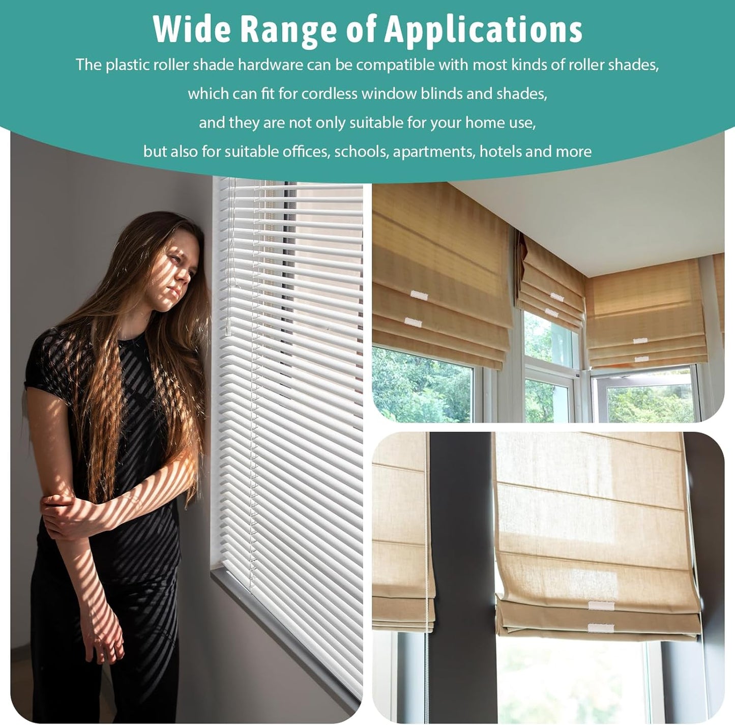 8 Pack Roller Window Shades Pulls, Clear Plastic Window Shades Hem Grips Handles R Type Windows Blinds Shade V1258-DP02-B-4216