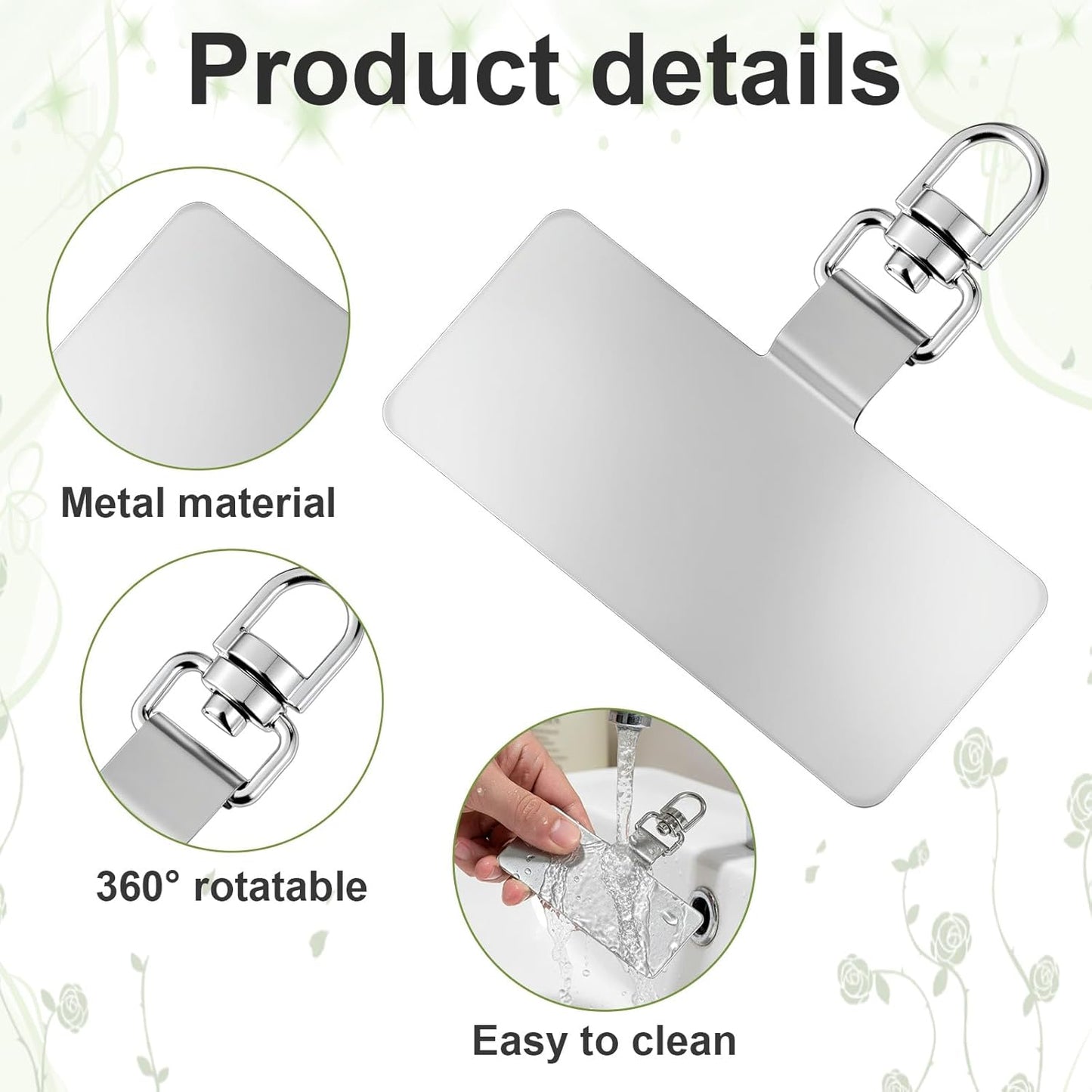 20 Pack Phone Tether Tab, 360 degrees Rotatable Phone Lanyard Tab Stainless Steel Cellphone Lanyard Patch V1258-DP02-B-4218