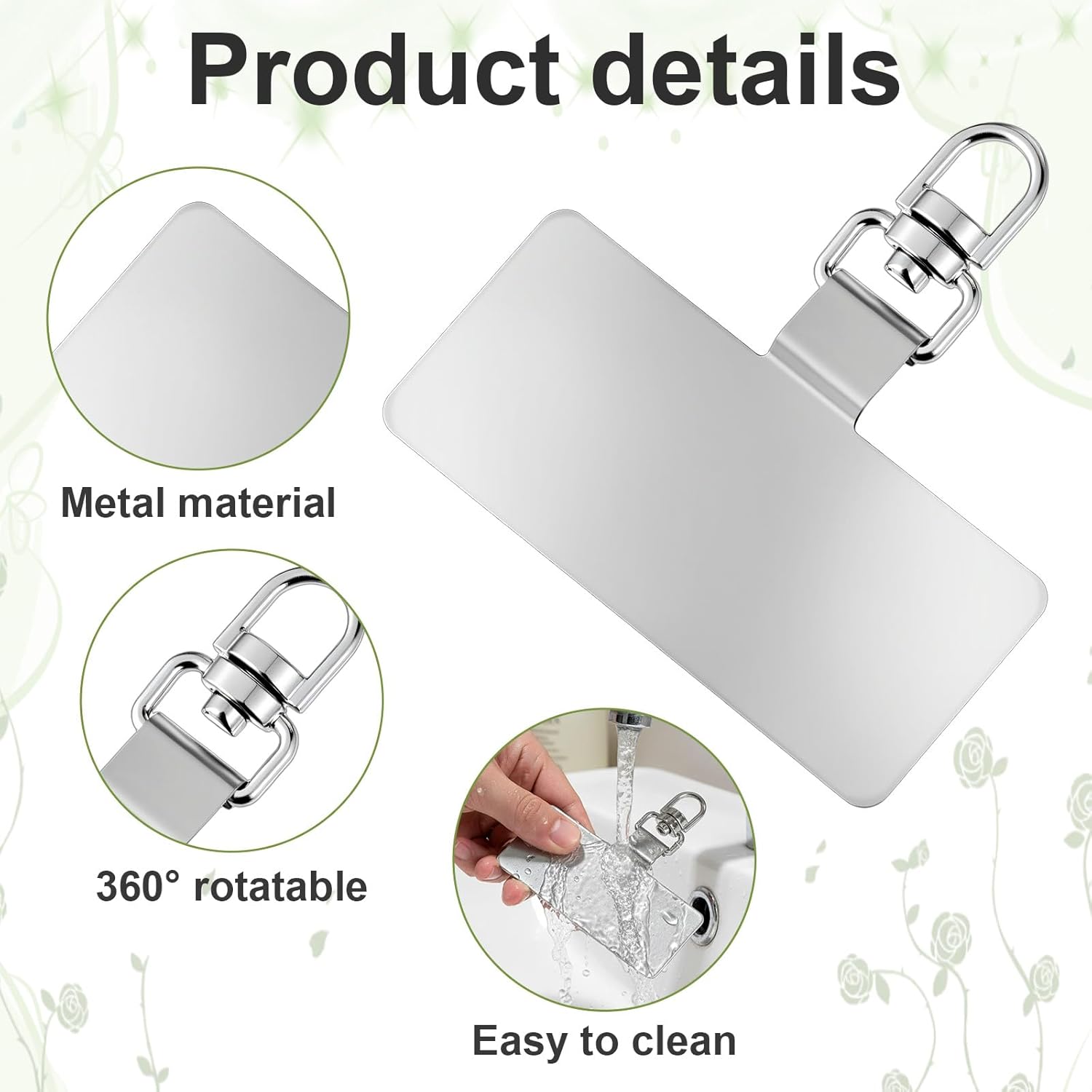 20 Pack Phone Tether Tab, 360 degrees Rotatable Phone Lanyard Tab Stainless Steel Cellphone Lanyard Patch V1258-DP02-B-4218