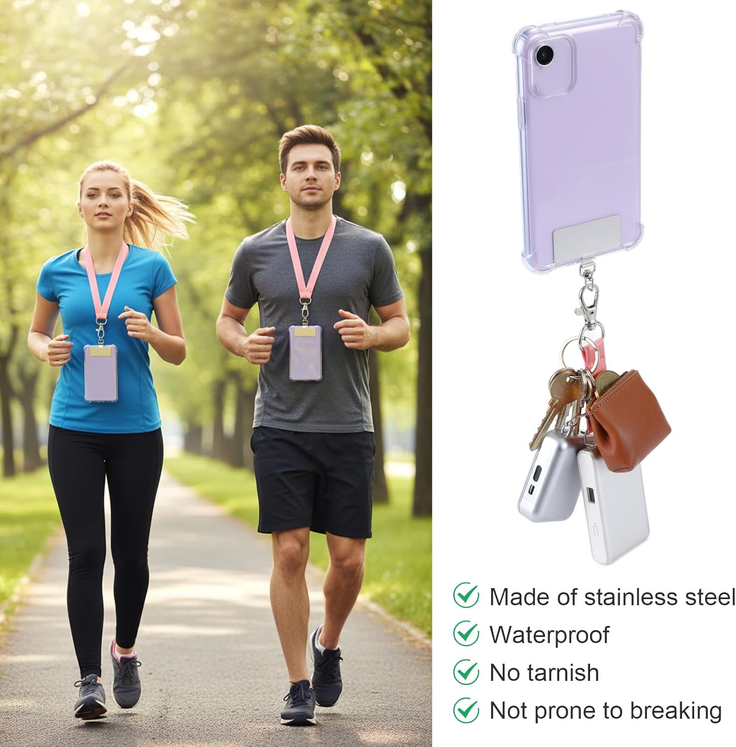 20 Pack Phone Tether Tab, 360 degrees Rotatable Phone Lanyard Tab Stainless Steel Cellphone Lanyard Patch V1258-DP02-B-4218
