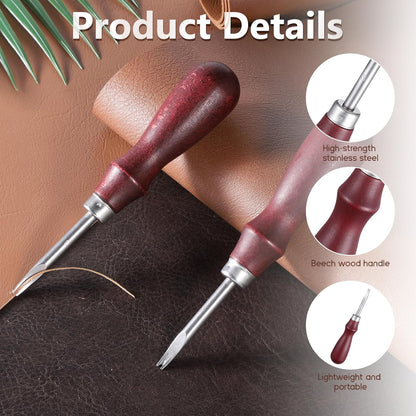 Leather Edge Skiving Beveler, 2 Pcs Leather Working Tools Burnishing Tool Edge Cutting Trimmer Tool for DIY V1258-DP02-B-4221