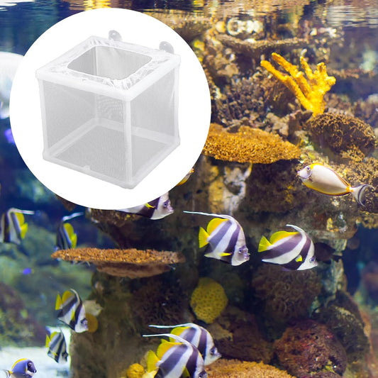 2 Pack Fish Incubator Mesh Box Aquarium, 6.3" x 5.51" x 5.91" Breeder Box for Fish Tank White Nylon Mesh V1258-DP02-B-4223