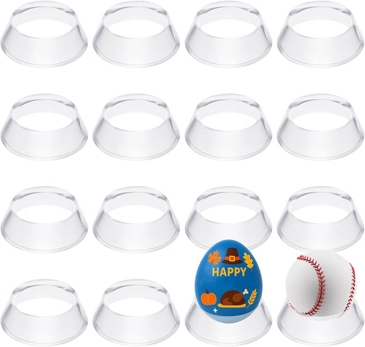 16 Pcs Acrylic Baseball Stand, 1.34 Inch Clear Ring Ball Sphere Stand Egg Crystal Holder Display Stands for V1258-DP02-B-4225