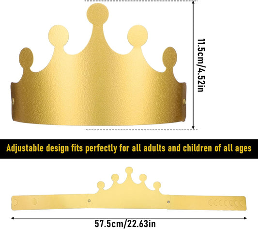 Gold Paper Crowns, 20 Pcs Golden King Crown Paper Crowns for Kids and Adults Foldable Party Crown Hat for V1258-DP02-B-4228