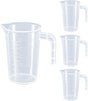 Plastic Measuring Beaker, 4 Pcs Liquid Measuring Cups, 100 ml Unbreakable Graduated Beakers with Handle and V1258-DP02-B-4234