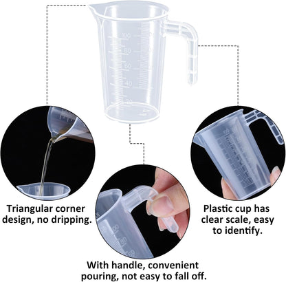 Plastic Measuring Beaker, 4 Pcs Liquid Measuring Cups, 100 ml Unbreakable Graduated Beakers with Handle and V1258-DP02-B-4234
