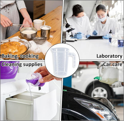 Plastic Measuring Beaker, 4 Pcs Liquid Measuring Cups, 100 ml Unbreakable Graduated Beakers with Handle and V1258-DP02-B-4234
